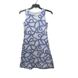 Mahi Gold Beach XS Cotton Lycra White Blue Dress Cover-up